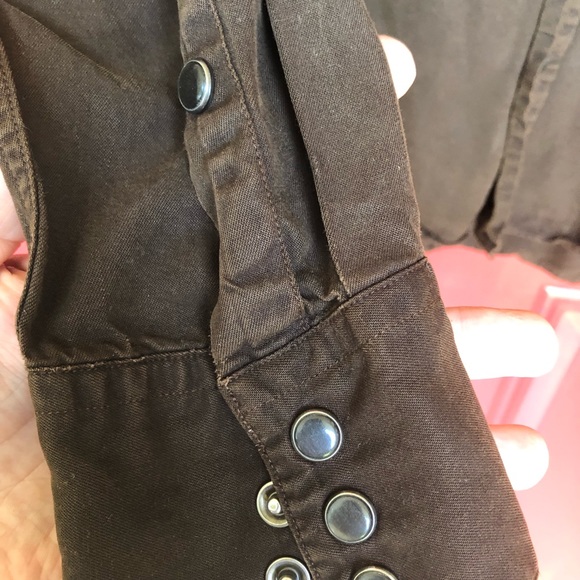 Vintage Ralph Lauren Brown Button Down 100% Lyocell Snap Down Size Medium - Picture 8 of 14